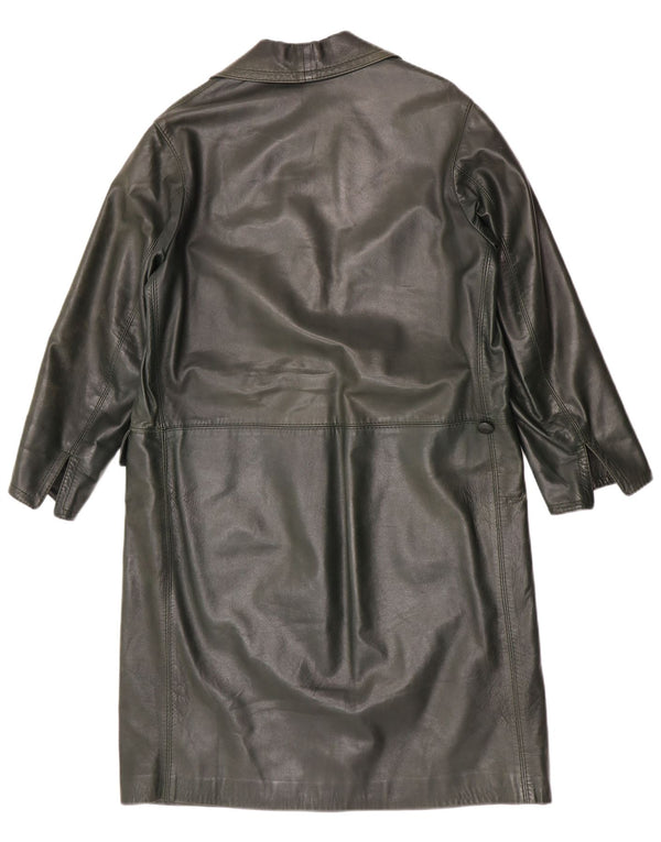 Vintage mujer cuero abrigo Reino Unido 14 verde medio