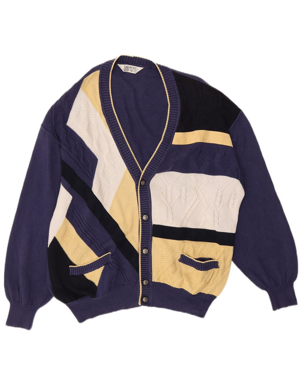 DALMINE Cárdigan para Hombre IT 50 Medium Azul Marino Colorblock Algodón