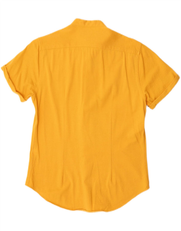 Zara Hombre Camisa Slim Fit Manga Corta Small Amarillo