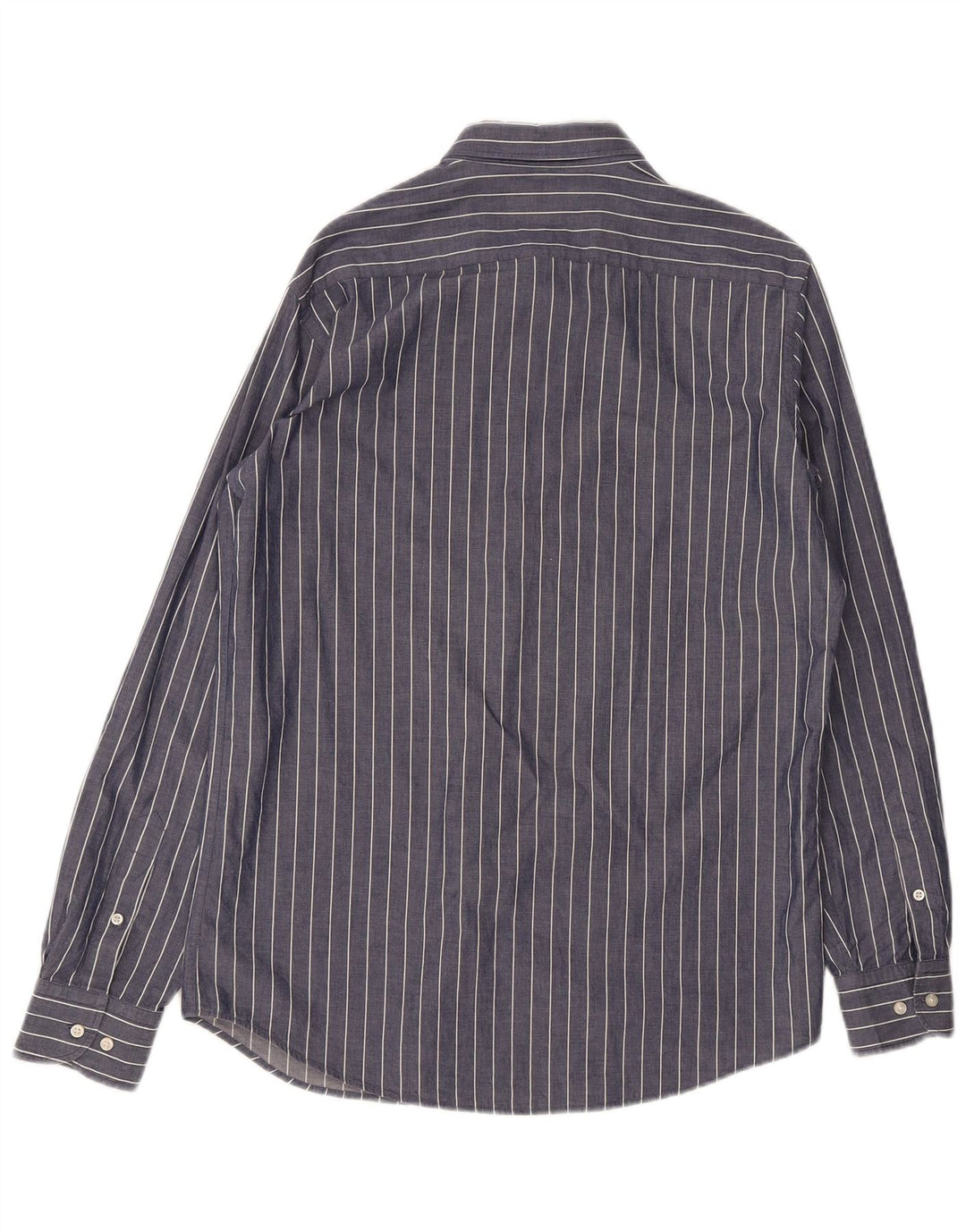Camisa Massimo Dutti Hombre Regular Fit Algodón Rayas Azul Marino Medio