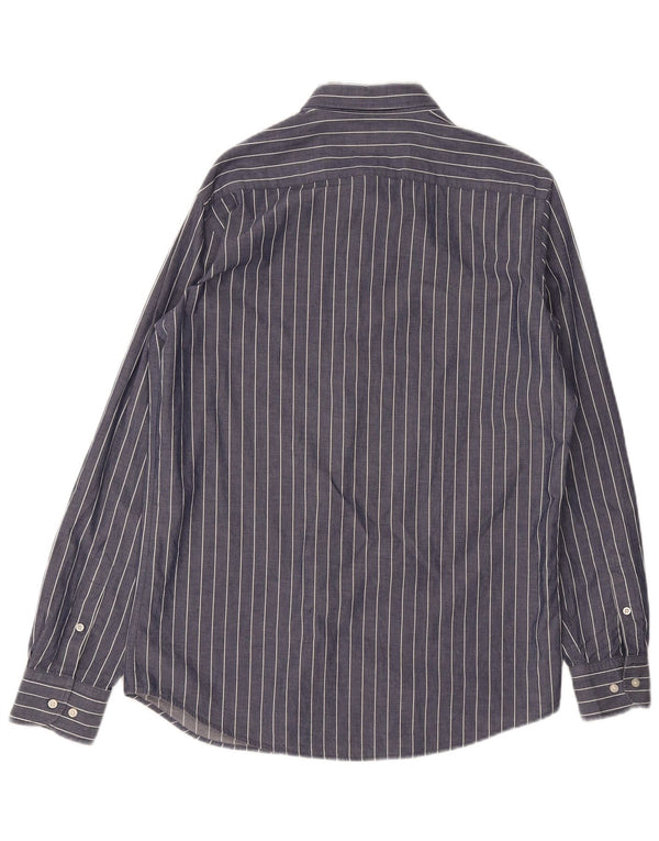 Camisa Massimo Dutti Hombre Regular Fit Algodón Rayas Azul Marino Medio