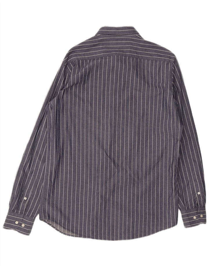 Camisa Massimo Dutti Hombre Regular Fit Algodón Rayas Azul Marino Medio