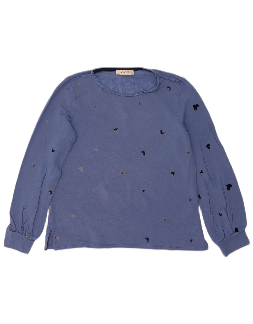 Oasis Mujer Patrón Abstracto Sudadera Jumper UK 12 Medium Blue Viscosa