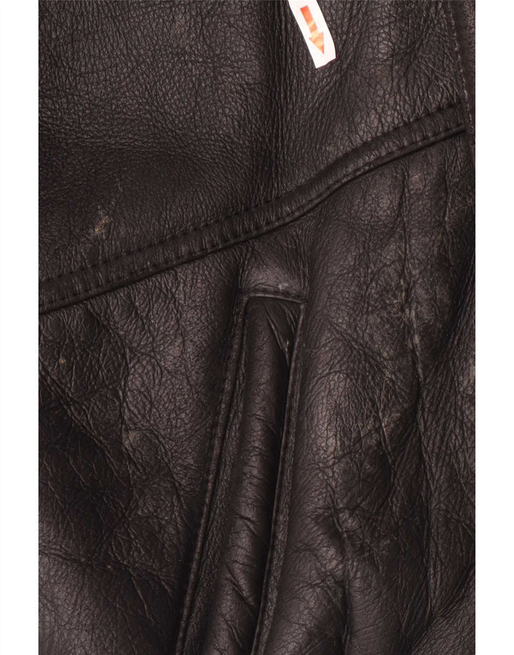 Vintage hombres shearling chaqueta IT 50 grande negro