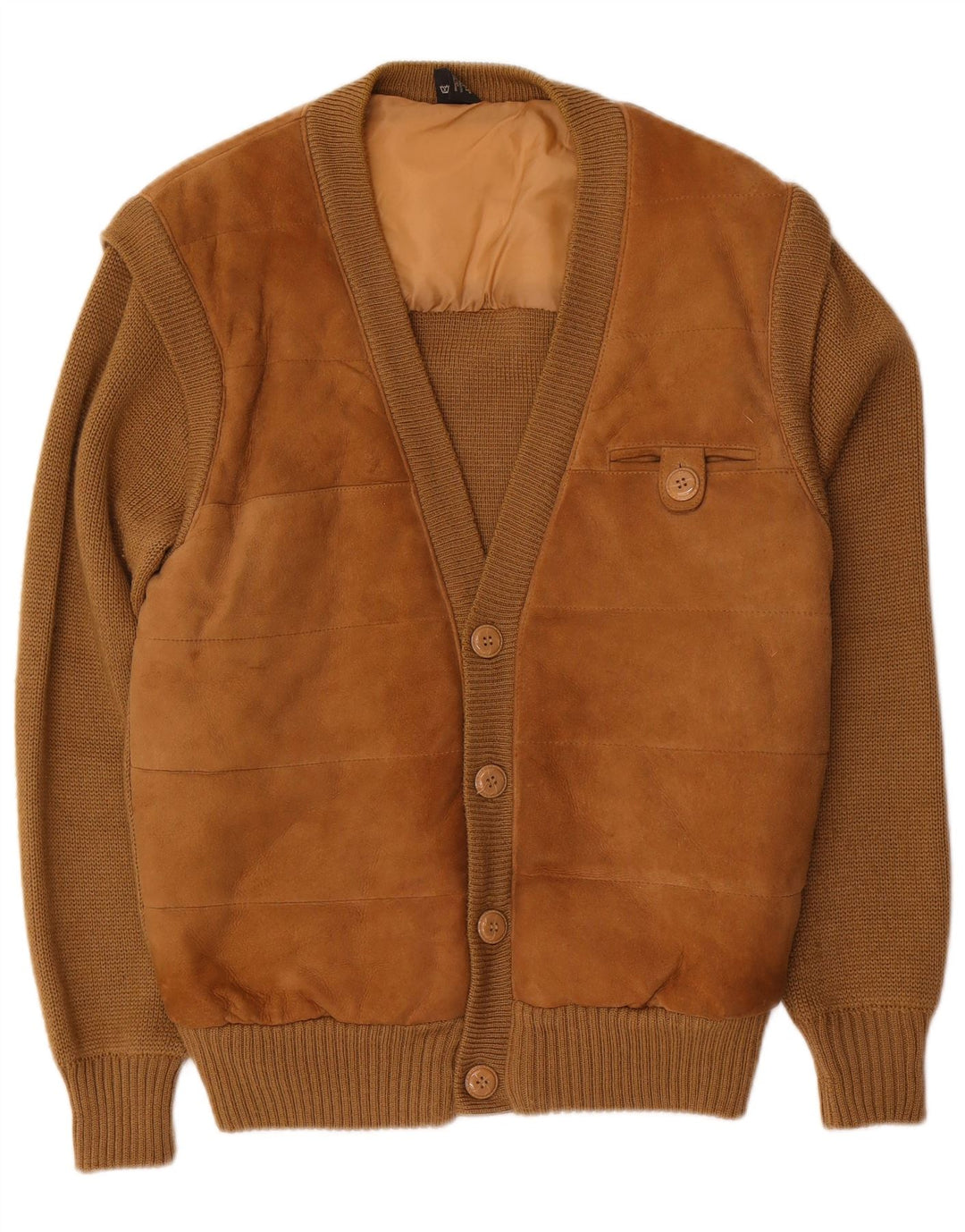 C&A Suéter tipo cárdigan de ante para hombre EU 52/54 Cuero marrón grande