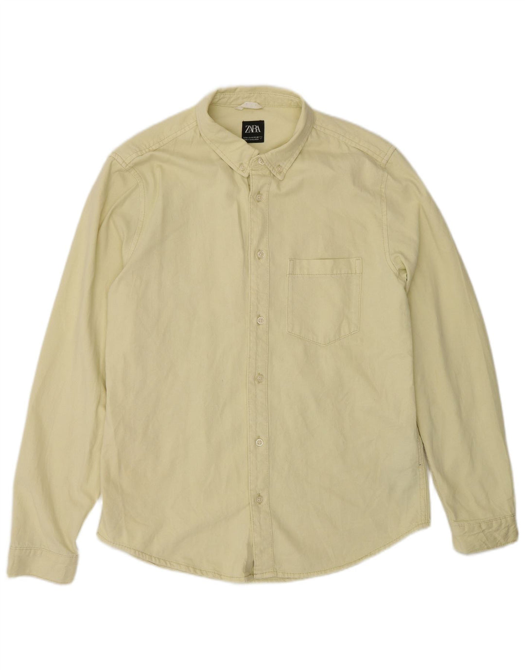 Zara Hombre Camisa Medio Amarillo Algodón