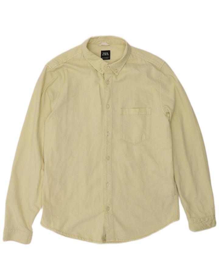 Zara Hombre Camisa Medio Amarillo Algodón