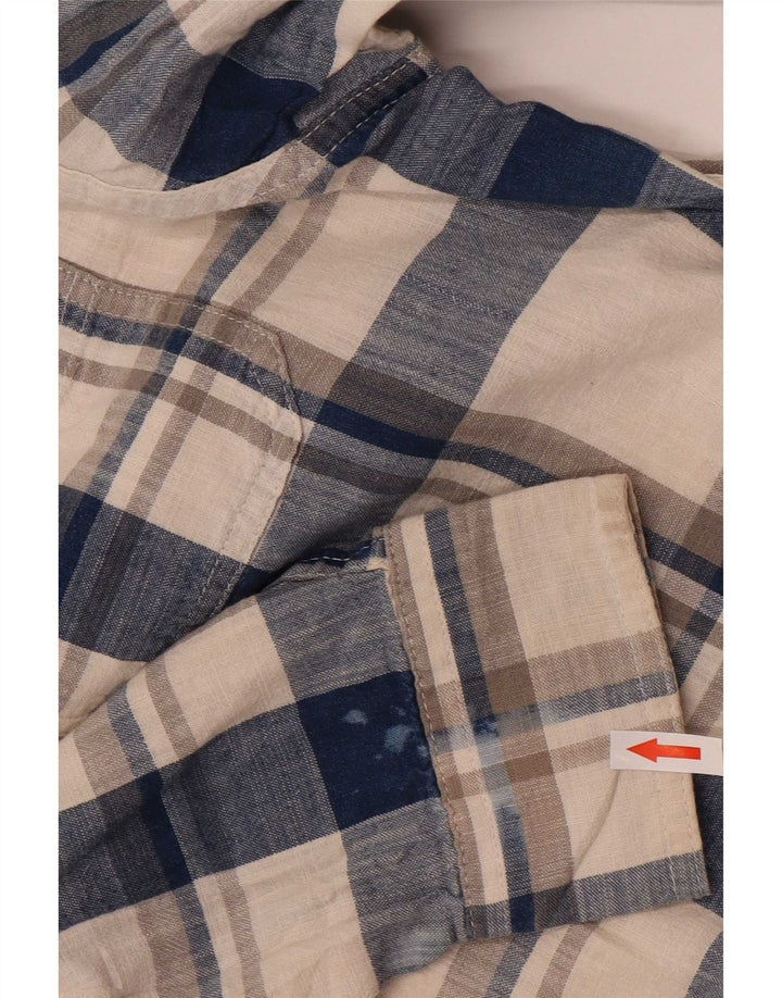 Camisa Wrangler Hombre Grande Beige Cuadros Algodón