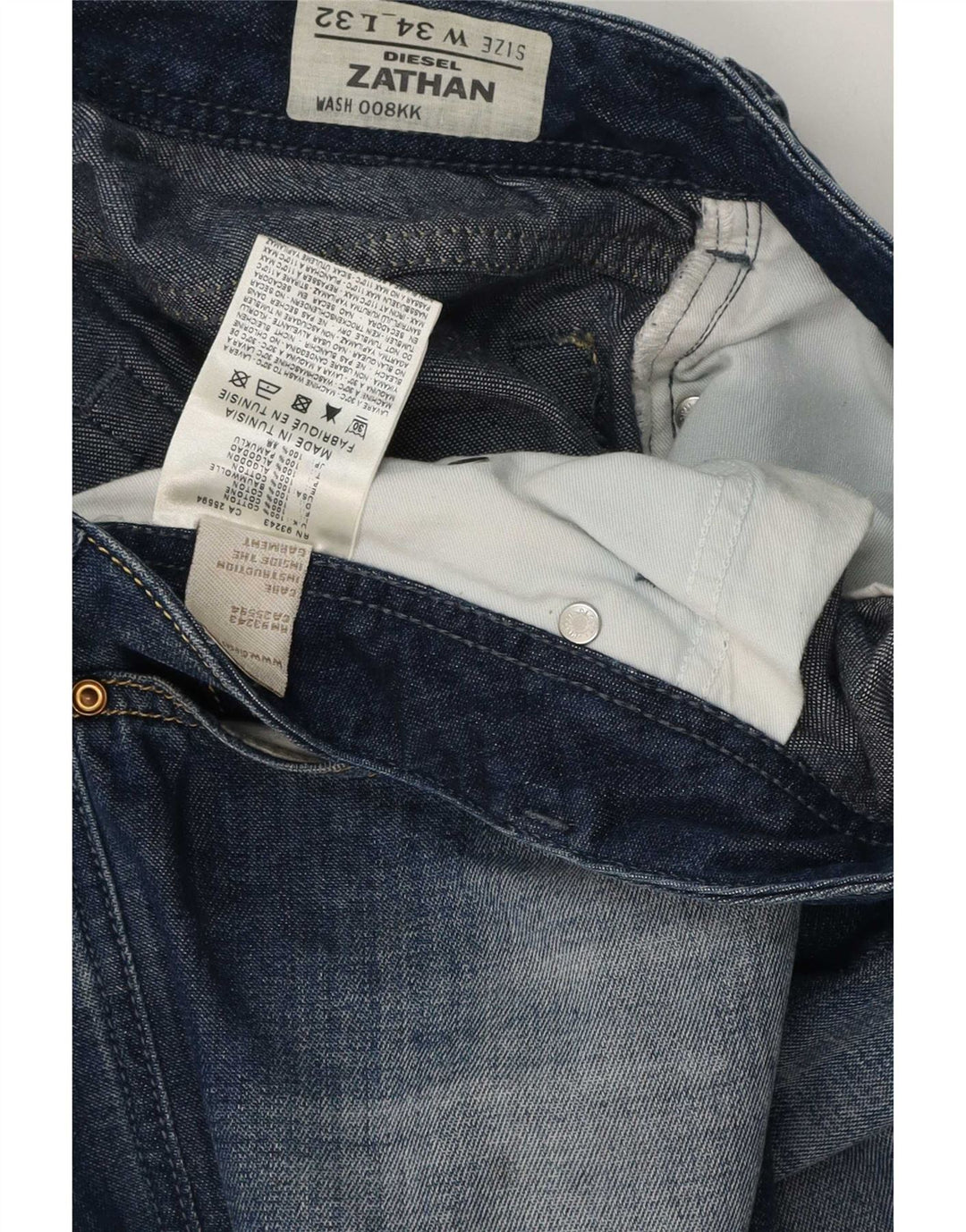 Diesel Hombre Zathan Regular Bootcut Jeans W34 L32 Algodón Azul