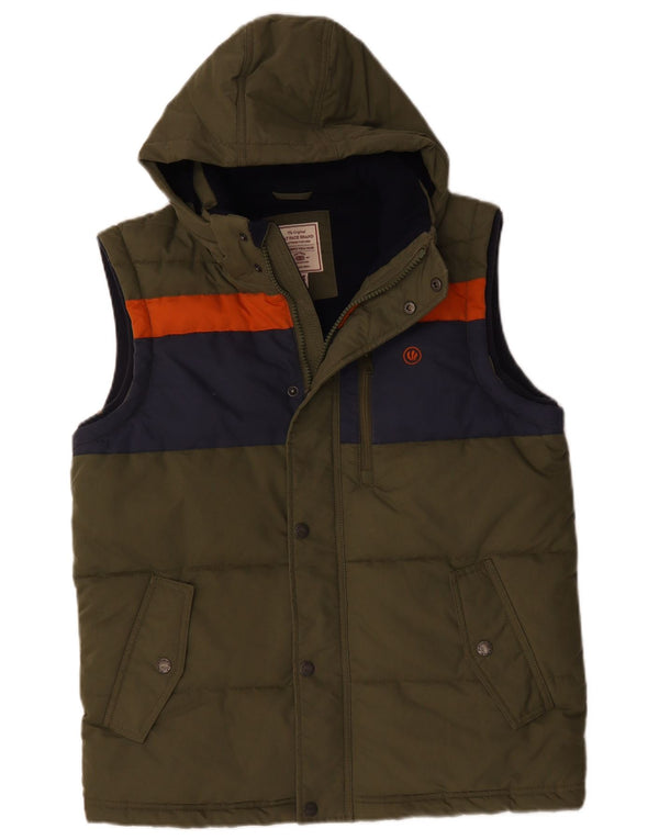 Chaleco acolchado con capucha para hombre Fat Face ES 38 Medium Caqui Poliéster color block