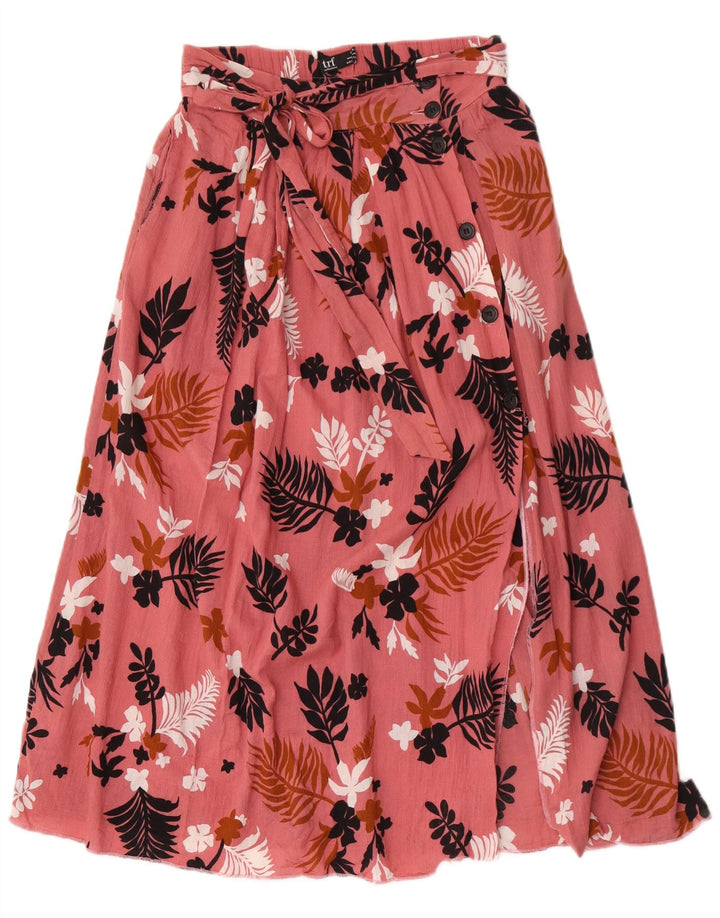Zara Mujer Falda Acampanada Pequeña W26 Rosa Floral
