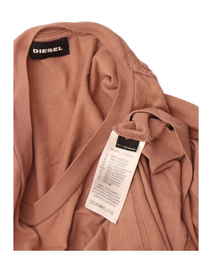 Diesel Hombre Gráfico Top Manga Larga Grande Algodón Marrón