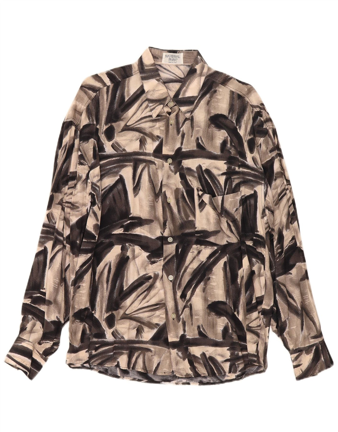 Vintage hombres patrón abstracto camisa grande gris