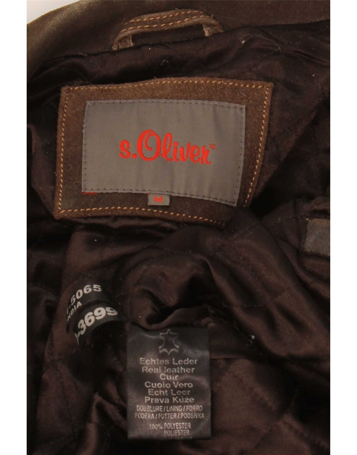 S.Oliver Chaqueta de cuero para hombre UK 38 Marrón medio