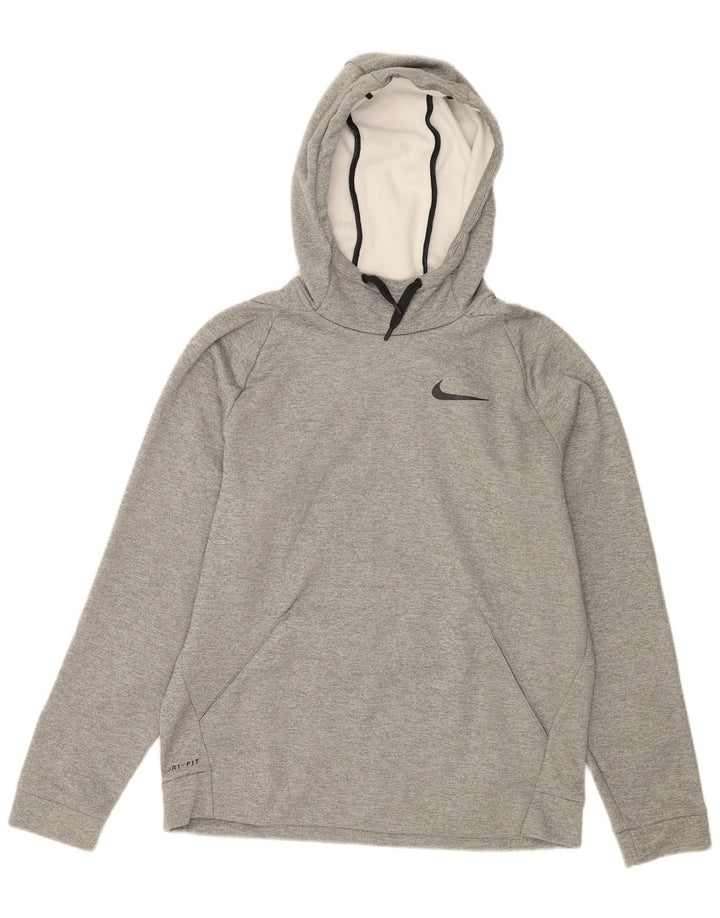 NIKE Hombre Dri Fit Sudadera con Capucha Jersey Gris Medio Poliéster Moteado