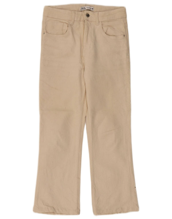 ZARA Womens High Waist Straight Jeans EU 36 XS W26 L24 Beige Cotton
