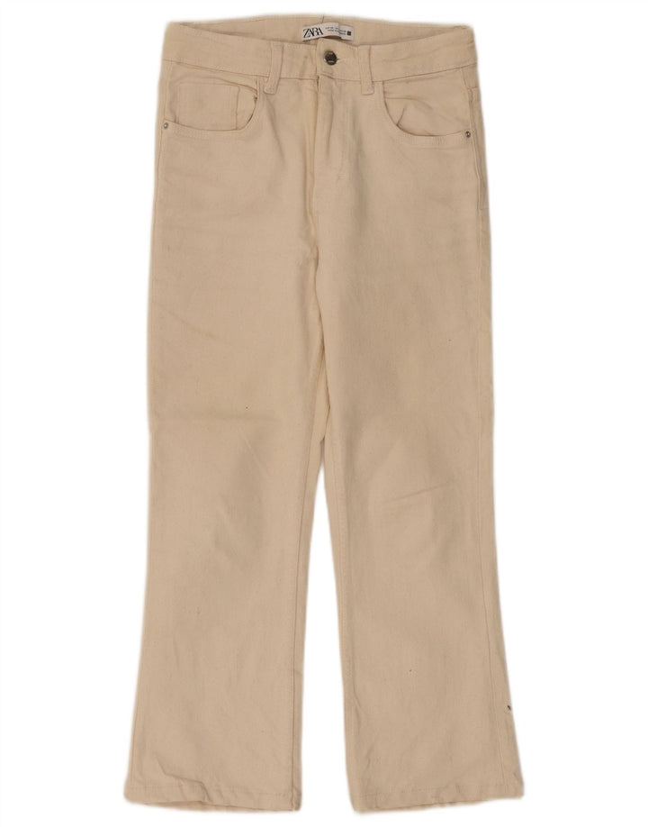 ZARA Vaqueros Rectos De Talle Alto Mujer EU 36 XS W26 L24 Algodón Beige