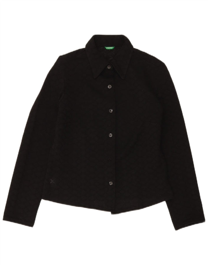 BENETTON Blusa corta para mujer IT 46 Grande Poliéster negro