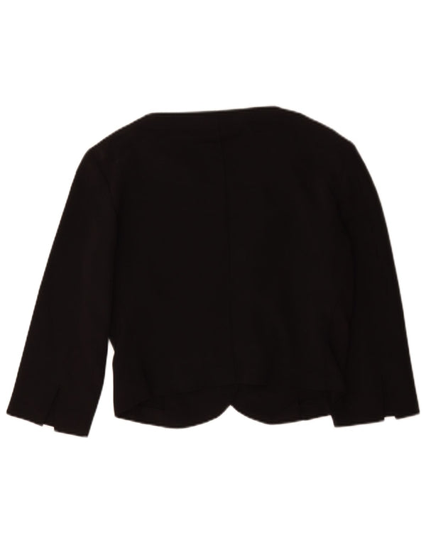 Vintage mujer 3/4 manga camisa blusa Reino Unido 12 viscosa negra mediana