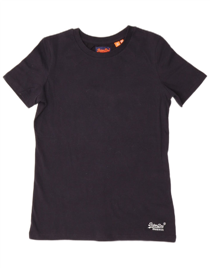 SUPERDRY Camiseta para mujer Top UK 8 Small Black Cotton