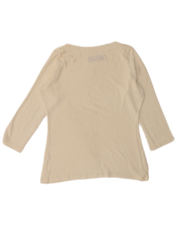 Zara Mujer Top Manga 3/4 UK 44 Grande Algodón Blanco