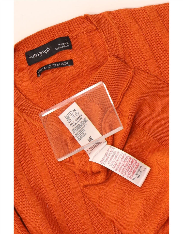 Marks & Spencer - Jersey de cuello redondo para hombre con autógrafo, talla grande, algodón naranja