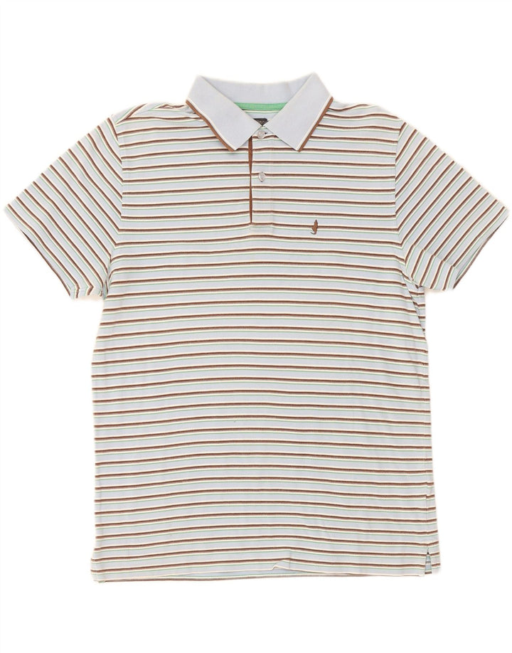 MARLBORO CLASSICS Mens Polo Shirt Medium Blue Striped Cotton Vintage Marlboro Classics and Second-Hand Marlboro Classics from Messina Hembry 