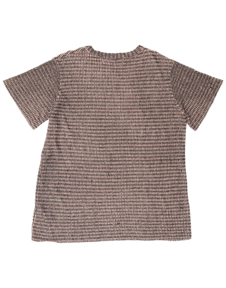 Zara Mujer Camiseta Extragrande Top UK 44 Mediano Poliéster A Rayas Negro