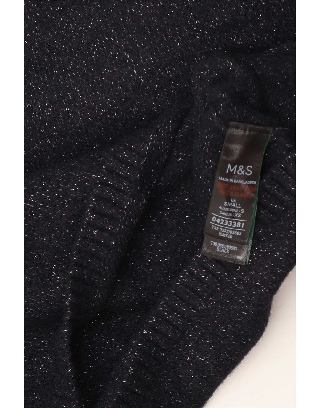 Marks & Spencer Suéter con Cuello Alto para Mujer UK 10 Small Black Moteado