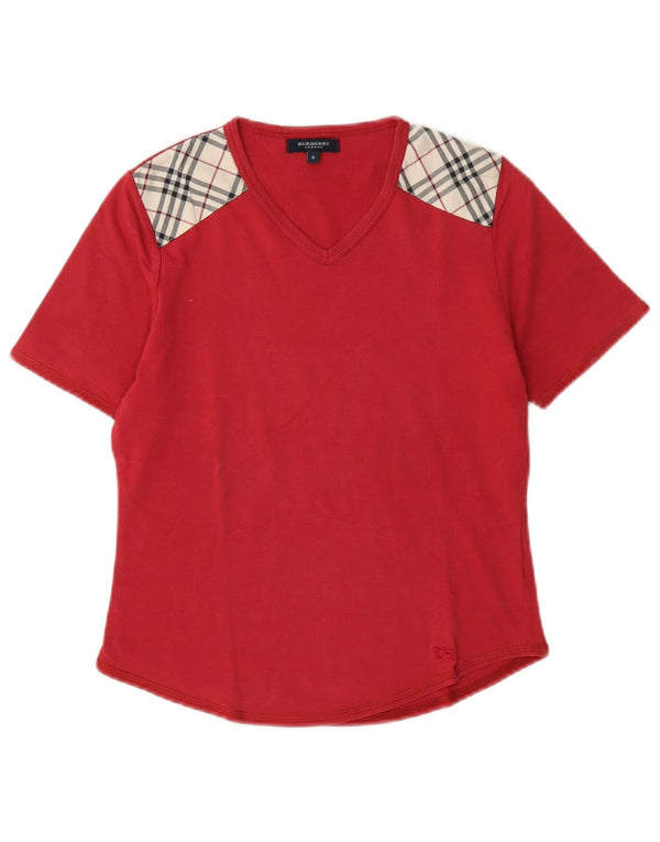 Burberry Camiseta para mujer Top UK 10 Small Red Check