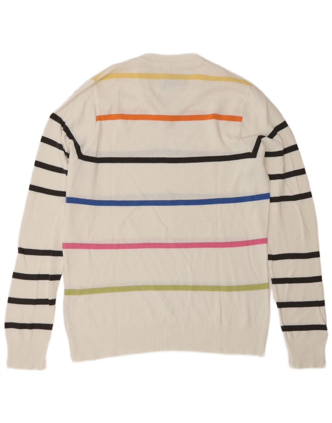 XDYE Suéter tipo jersey con cuello en V para hombre Rayas blancas medianas