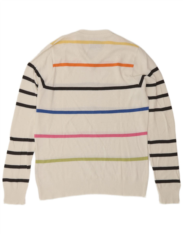XDYE Suéter tipo jersey con cuello en V para hombre Rayas blancas medianas