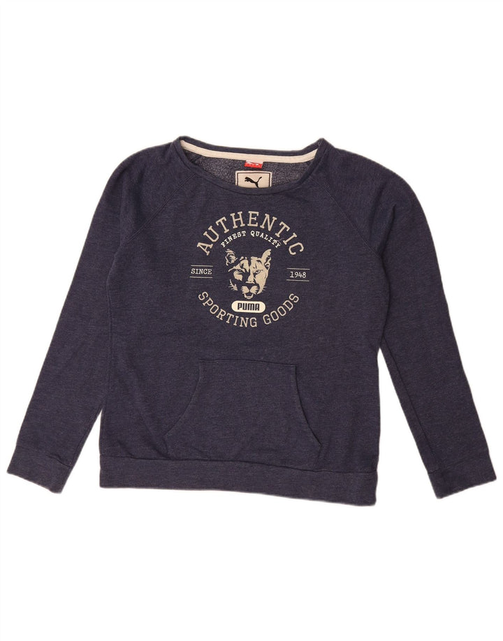 Puma - Sudadera gráfica para mujer (talla 40), color azul marino