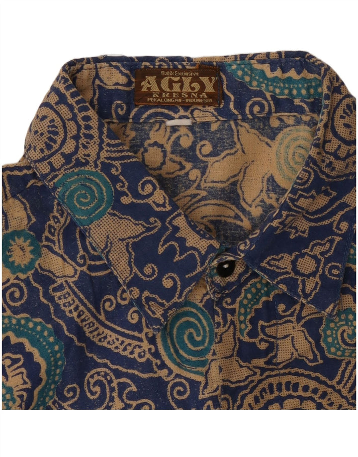 Camisa vintage para hombre azul medio Paisley