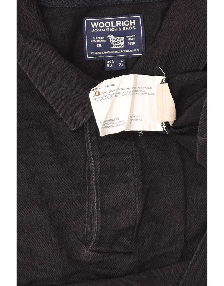 Woolrich Polo para hombre grande de algodón negro