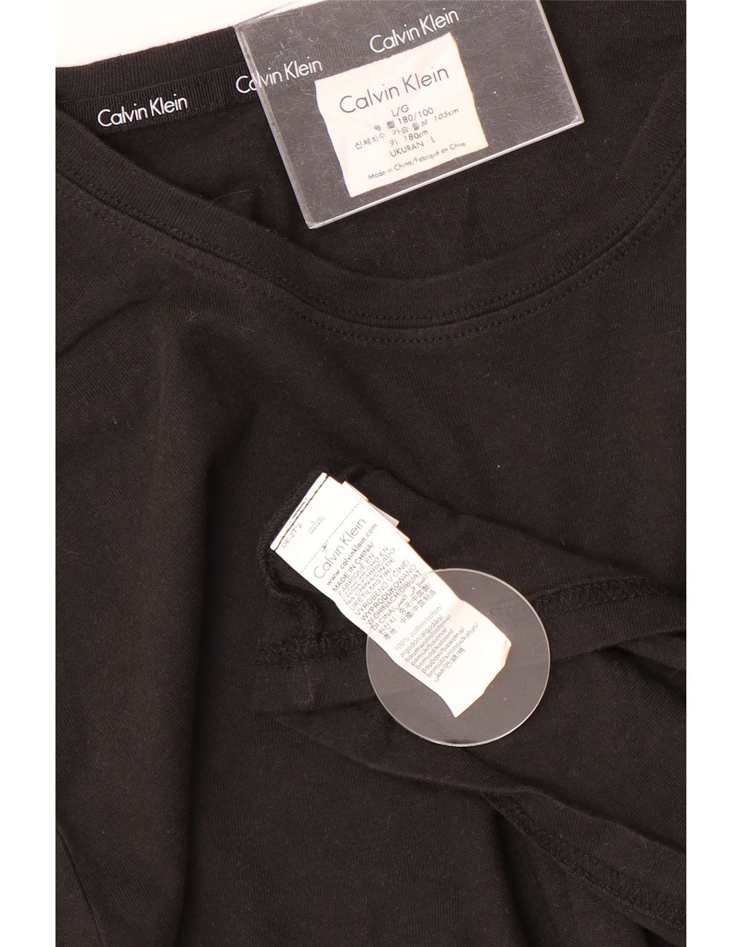 CALVIN KLEIN Top Hombre Manga Larga Grande Algodón Negro