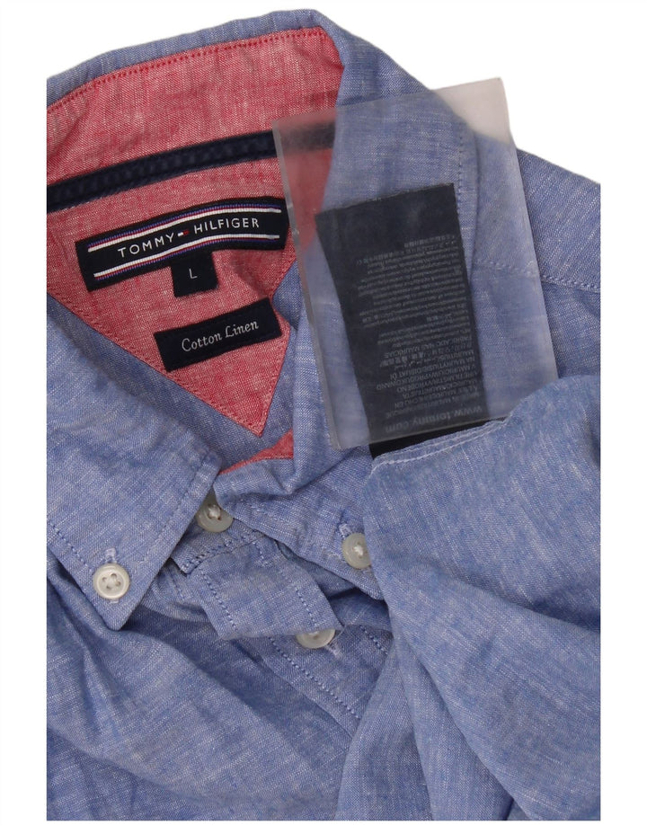 Camisa Tommy Hilfiger Hombre Grande Azul Algodón