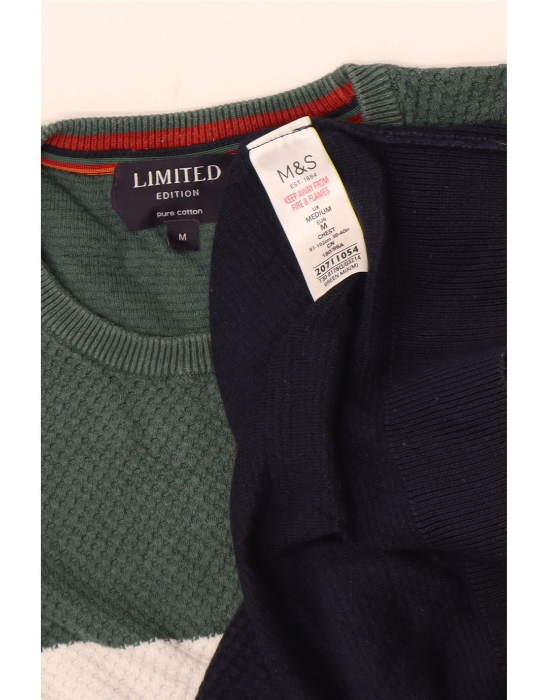 Marks & Spencer Jersey De Cuello Redondo Para Hombre Color Block Azul Marino Mediano