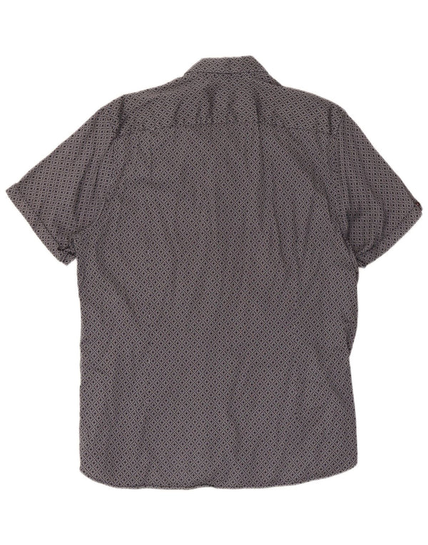 Ted Baker Camisa de manga corta para hombre Talla 4 Grande Algodón geométrico azul marino
