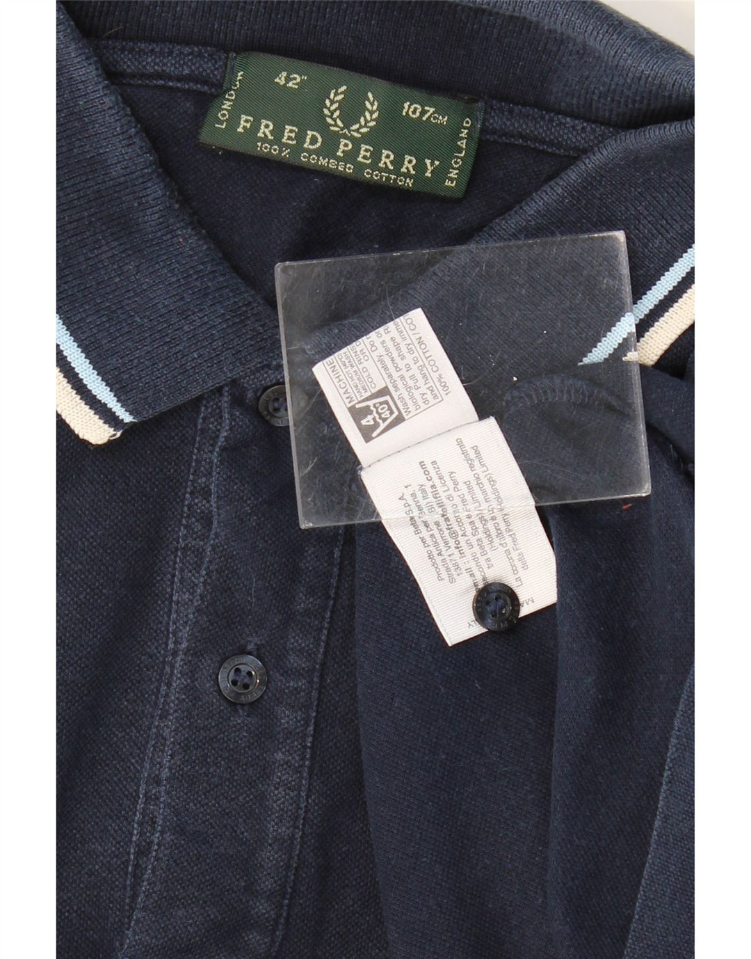 FRED PERRY Polo para hombre de algodón azul marino medio