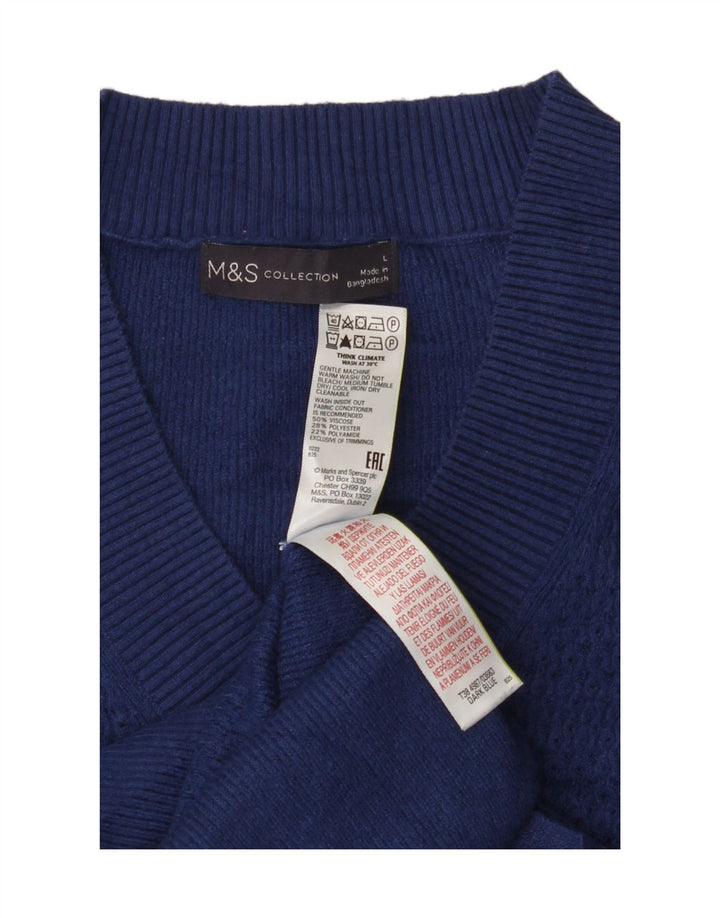 MARKS & SPENCER Womens V-Neck Jumper Sweater UK 16 Large Navy Blue Vintage Marks & Spencer and Second-Hand Marks & Spencer from Messina Hembry 