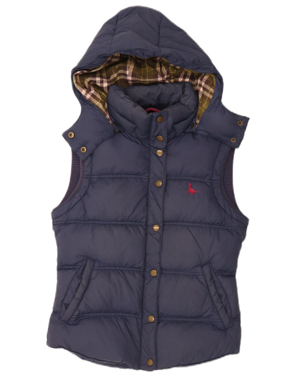 Jack Wills Chaleco acolchado con capucha para mujer UK 8 Small Azul marino Nylon
