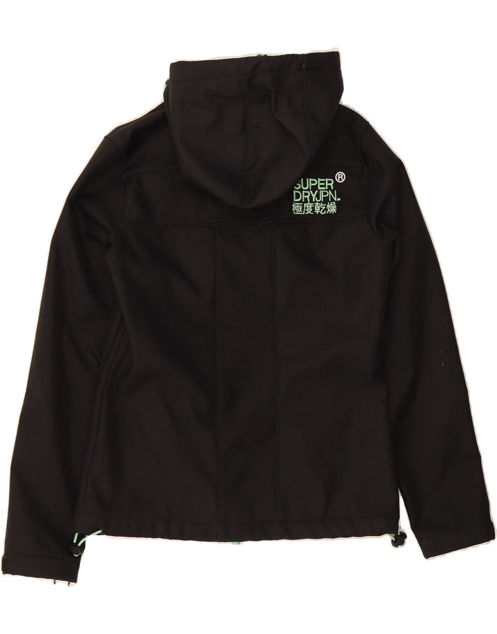SUPERDRY Mens Hooded Windbreaker Jacket UK 34 XS Black Polyester Vintage Superdry and Second-Hand Superdry from Messina Hembry 