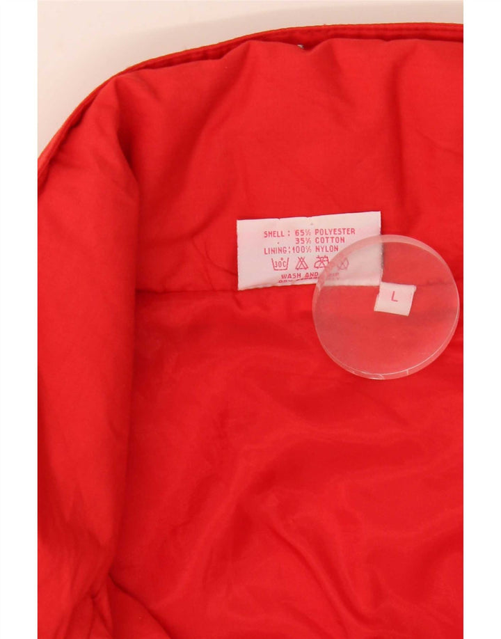 Vintage hombres con capucha chaqueta bomber Reino Unido 40 poliéster rojo grande