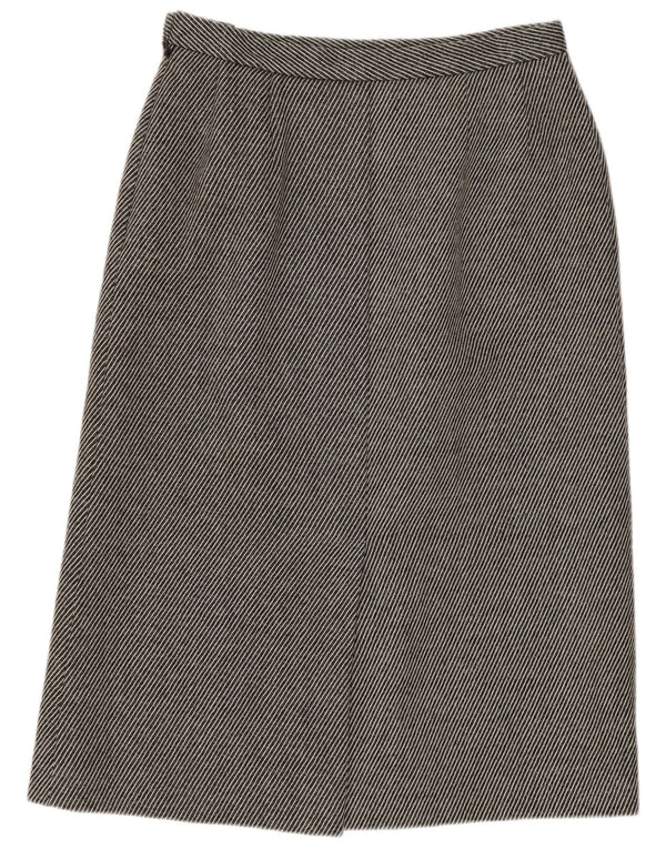 Falda lápiz Jaeger para mujer UK 14 Medium W28 Lana a rayas gris
