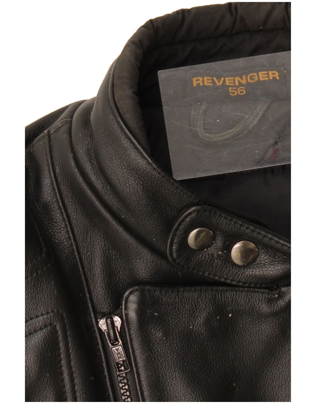 REVENGER Chaqueta de cuero Moto Racer para hombre IT 56 3XL Cuero negro