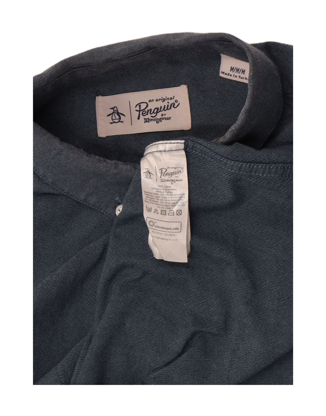 Camisa Penguin Hombre Algodón Azul Medio