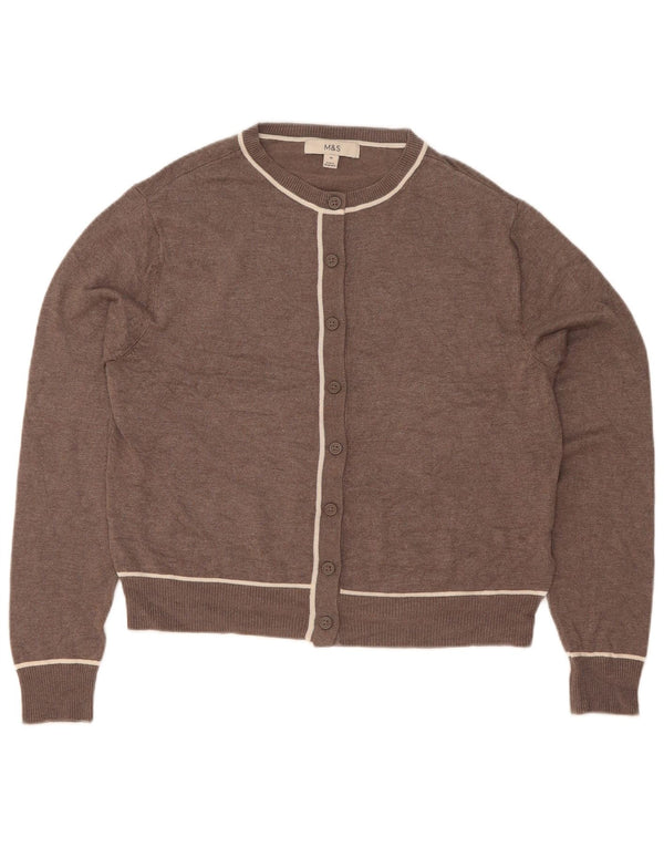 Marks & Spencer Suéter tipo cárdigan para mujer UK 10 Small Viscosa marrón