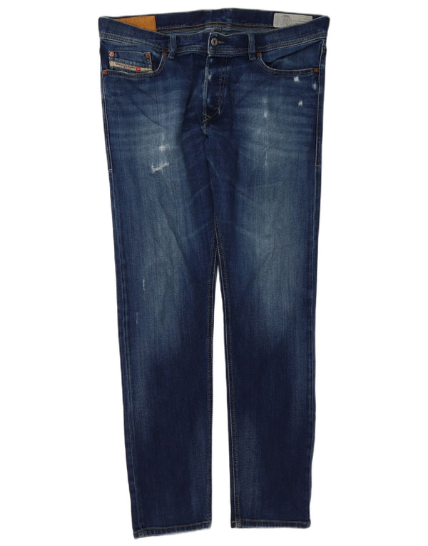Diesel Hombre Tepphar Vaqueros Slim Zanahoria Desgastados W36 L32 Algodón Azul