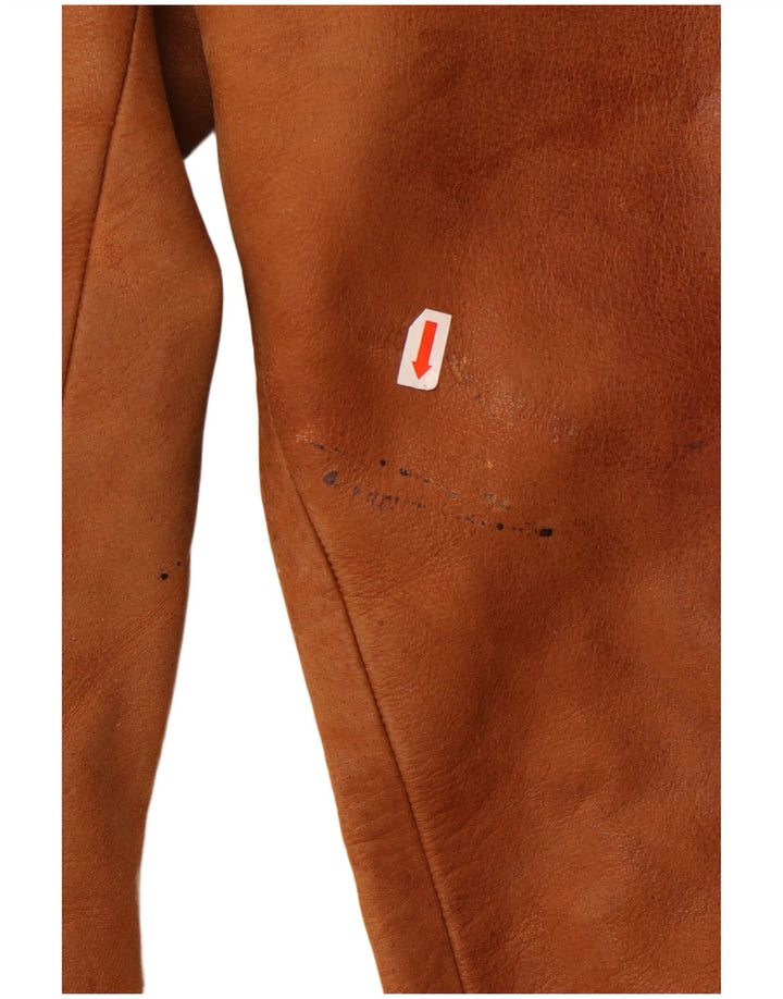 Pantalones de cuero rectos vintage para hombre W36 L33 cuero marrón